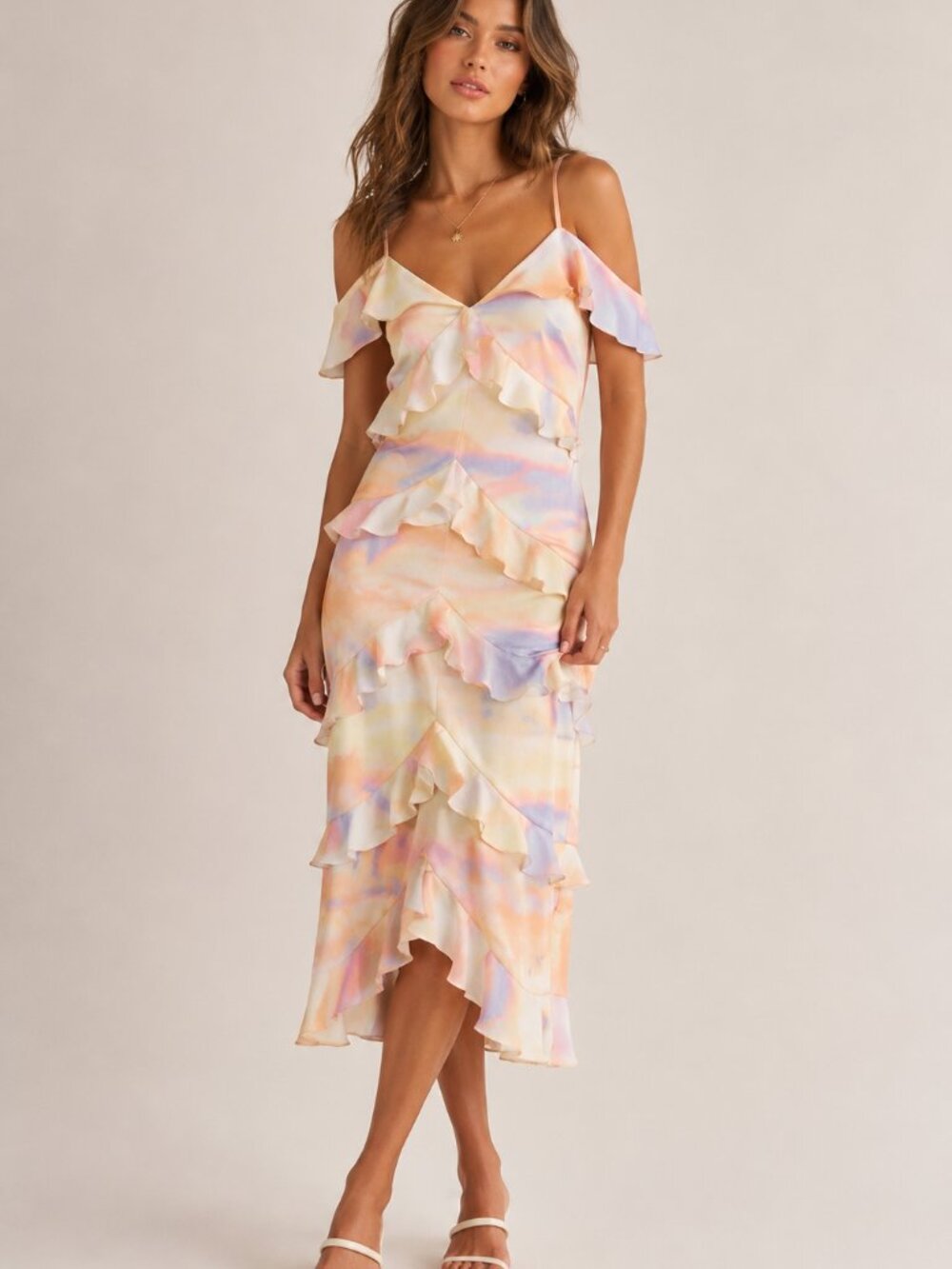 NEW Never Fully Dressed Tiered Ruffle Maxi Dress in Sunset Size 12